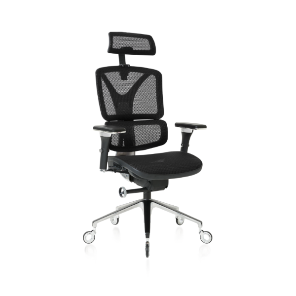Front angled view of the Silver ErgoPro Ergonomic Office Chair